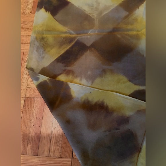 Accessories - Vintage 90’s Hand Painted Silk Shantung Long Oblong Scarf Hand Rolled Hem